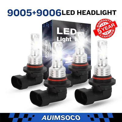 9006 9005 LED Headlight KIT Combo Bulbs High Low Beam Super Bright White 10000K • $24.99