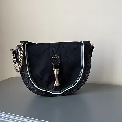 L.A.M.B. Leather Saddle Chain Shoulder Bag Black • $127.20