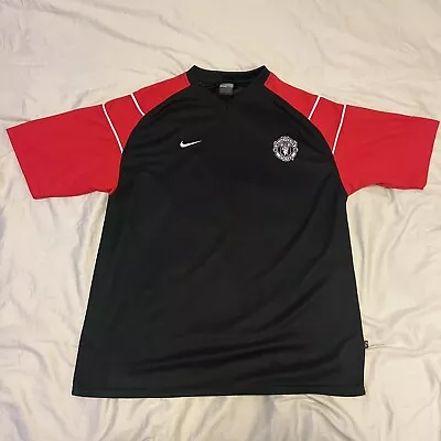 Vintage Manchester United Practice Training Shirt Jersey Black Nike Size Large • $29.99