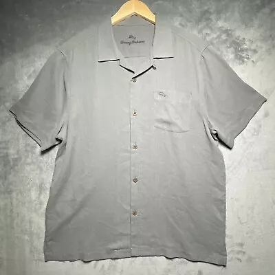 Tommy Bahama Camp Shirt Men’s XL Gray Island Zone Silk-Polyester Blend • $24.99