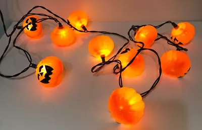 Vintage Halloween Blow Mold Pumpkin JOL String Light Set Of 10  # 1 • $18.99