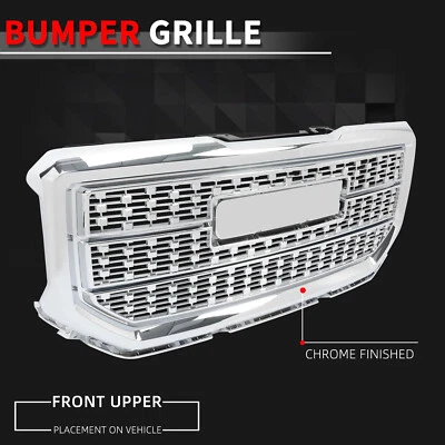 $171.99 • Buy Front Grill For 16 17 18 GMC Sierra 1500 Base SLT SLE Denali Chrome Upper Grille