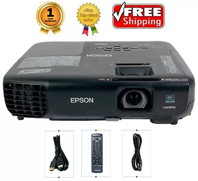 Epson PowerLite 1222 3LCD Projector 3000 Lumens HD 1080i HDMI Wireless Portable • $197.62