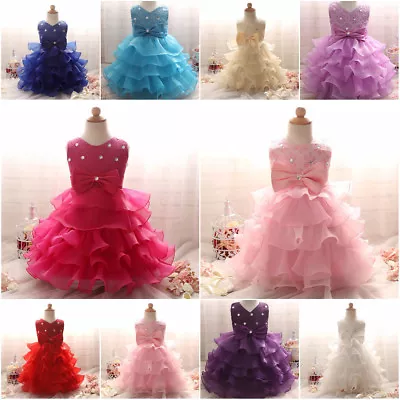 New Stunning Princess Flowergirl Wedding Baby Girls Dress Party Kids Clothes • £15.99