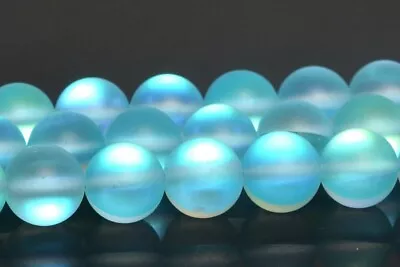 Matte Aqua Blue Mystic Aura Quartz Beads Round Loose Beads 6/8/10/12MM • $3.79