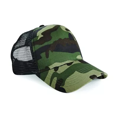 Beechfield Camo Snapback Trucker Hat - Summer Army Urban Baseball Cap Men/Women • £8.99