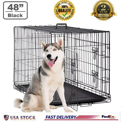 $97.99 • Buy 48  Extra Large Dog Crate Kennel Folding Pet Cage Kennels W/ 2 Doors &Tray XXL  