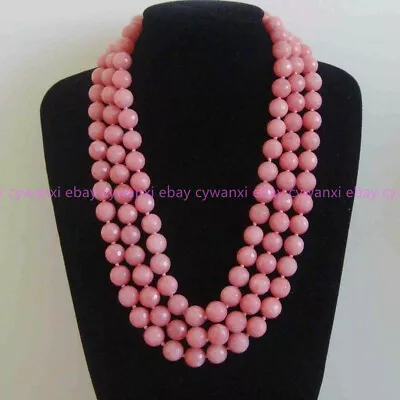  8/10mm Faceted Pink Morganite Round Gemstone Beads Necklace 18-36'' • $4.99