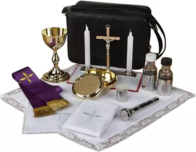 Deluxe Catholic Travel Mass Kit With Sprinkler In Zippered Vinyl Case 8 1/2 Inc • $404.99