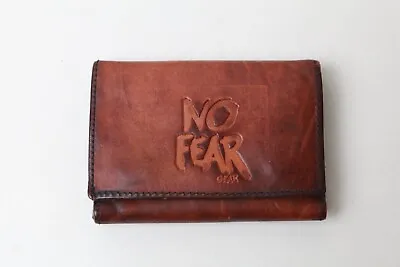 No Fear Gear Leather Wallet Vintage Trifold Snap Button • $22.50