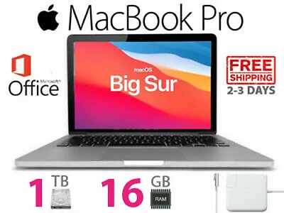 Apple MacBook Pro Laptop + 16 GB RAM + 1 TB HD + 2 YR WARRANTY + OFFICE • $177