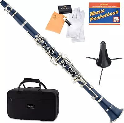 Mendini By Cecillo Bb Clarinet W/Case Stand Mouthpiece Reeds - Blue- • $39.49