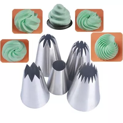 5X Large Size Icing Piping Nozzles Tips Pastry Cake Sugarcraft Decorating Set • £5.58