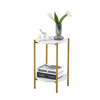 2 Layer End Table With Whole Marble Tabletop Side Table • $56.70