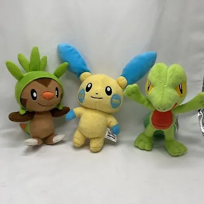 Lot Of 3 Pokemon Tomy Plush Chespin Minun Treecko Stuffed Animal Collectible • $24.95