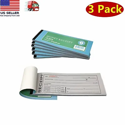 3x Carbonless Cash Money Rent Receipt Record Book 2 Part 50 Sets Duplicate Copy  • $8.69