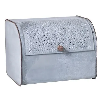 Vintage Punched Tin Bread Box - Weathered Zinc • $80.96
