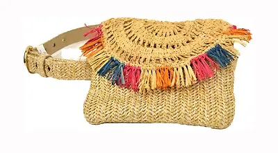 INC International Concepts Women's Vacation Straw Fringe Belt Bag SMALL • $12