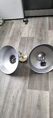 2 X Large Silver Retro  Pendant Light Shade Ceiling BS + Rose& Fitting 12  60W • £8