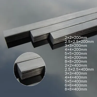 Carbon Fiber Solid Rod Strip Square 200mm / 400mm Lengths Carbon Fibre Rods • £1.67