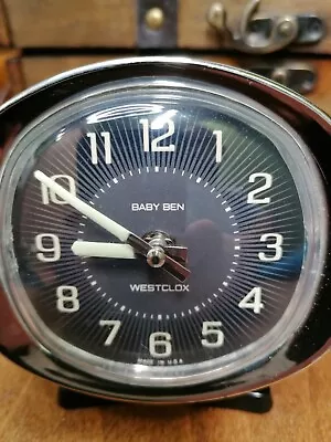 Vintage Retro Black BABY BEN Westclox Mechanical Alarm Clock Fully Working USA • £5