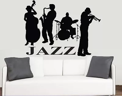 Jazz Band Silhouette Wall Art Vinyl Stickers Music Swing Transfer Mural Decal • £9.99