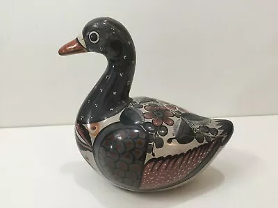 Vintage Tonala Burnished Jal Mexico Art Pottery Duck Figurine 8  Tall X 7  Long • $99.99