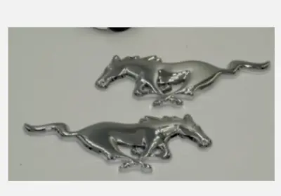 A Pair Of 2 Chrome 3  Running Horse Emblem For Ford Mustang • $25.99