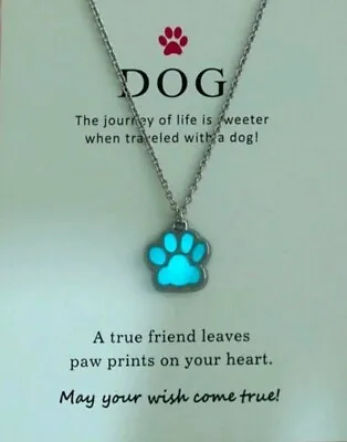 £5.99 • Buy Glow In The Dark Dog Paw Pendant Silver Chain Necklace Luminous. New
