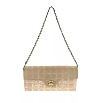 Auth CHANEL New Travel Line - Beige Jacquard Shoulder Bag • £534.04