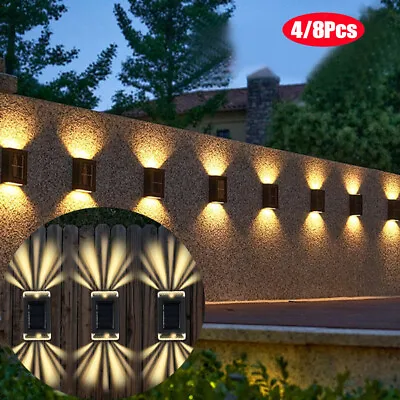 £5.63 • Buy 8x SUPER BRIGHT SOLAR POWERED DOOR FENCE WALL LIGHTS LED OUTDOOR GARDEN LAMP