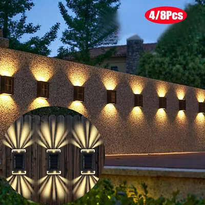 £5.63 • Buy 8x SUPER BRIGHT SOLAR POWERED DOOR FENCE WALL LIGHTS LED OUTDOOR GARDEN LAMP