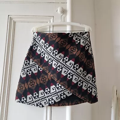 Zara Patterned Boho Asymmetric Mini Skirt Size M • £0.99