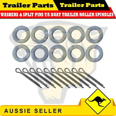 $13 • Buy WASHERS & SPLIT PINS T/S BOAT TRAILER ROLLER SPINDLES - 20mm - GALVANISED X 10
