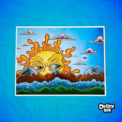 Sunrise Surprise 11in X 8.5in Prints Parody Sunrise Mountain UFO Landscape Art • $20