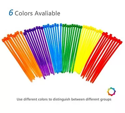  8 Inch Multi-Purpose Assorted Colored Cable Zip Ties 300 Pieces Colorful • $34.58