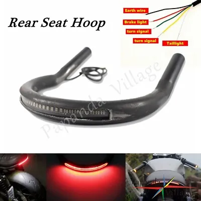 7/8  Rear Seat Hoop Flat Tracker End W/LED Brake Turn Signal Lamp For Cafe Racer • $44.51