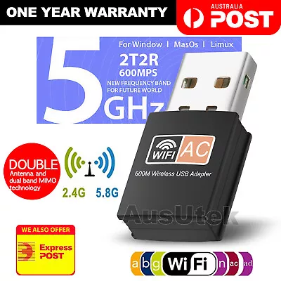 $9.95 • Buy Dual Band 600Mbps USB WiFi Wireless Dongle AC600 Lan Network Adapter 2.4GHz 5GHz