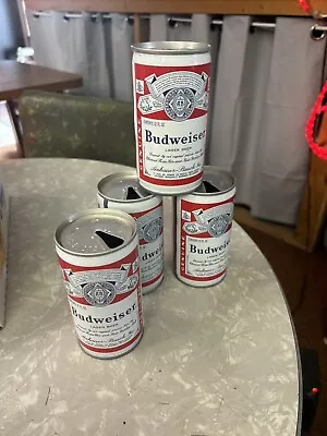4 Vintage Collectible Budweiser Aluminum BEER Cans Pull Top Opened No Tabs • $9.99