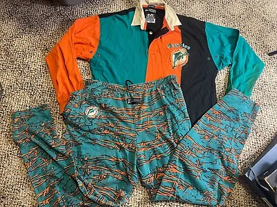 Zubaz Pants Miami Dolphins VTG M Drawstring 1990’s Color Block Shirt Lot Vintage • $39.99