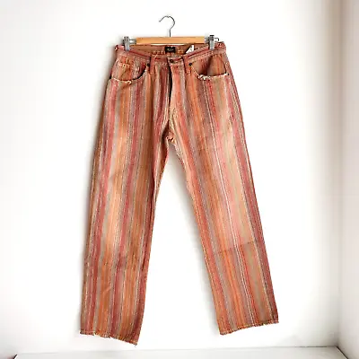 Vintage Von Dutch Colourful Striped Button Fly Denim Jeans 32 • $299