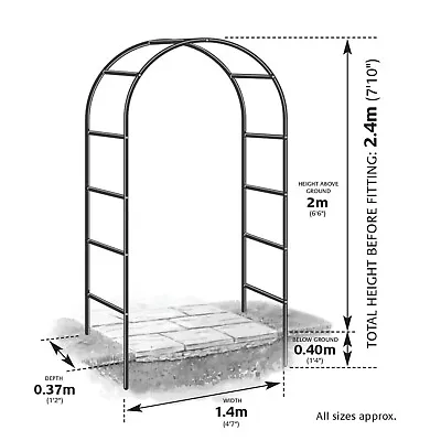 2.4M Garden Arch Trellis Arched Metal Tubular Frame Climbing Plant Archway • £17.85