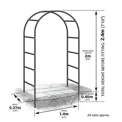 £9.85 • Buy 2M Garden Arch Trellis Arched Metal Tubular Frame Climbing Plant Archway Arbour