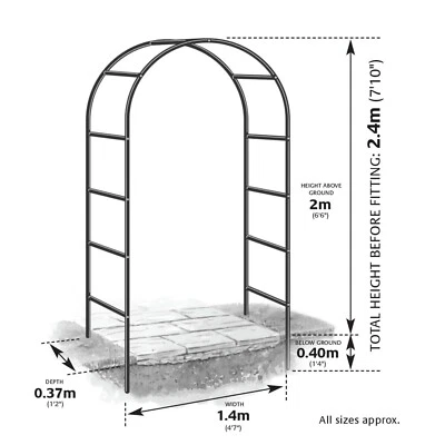 £9.85 • Buy 2M Garden Arch Trellis Arched Metal Tubular Frame Climbing Plant Archway Arbour