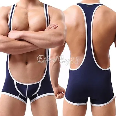 Sexy Mens Wrestling Singlet Sports Jockstrap Underwear Leotard Bodysuit Jumpsuit • $11.03