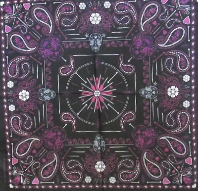 Lady Paisley Skull Pink BIKER BANDANA • $9.99