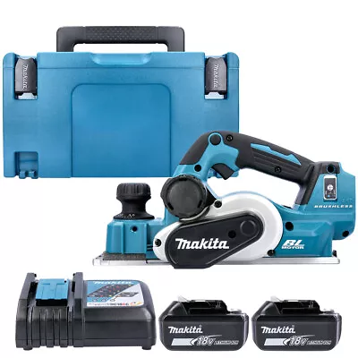 Makita DKP181 18V 82mm Brushless Planer With 2 X 6.0Ah Batteries Charger & Case • £441.73