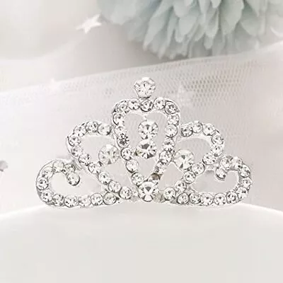 Mini Tiaras Comb Girls Princess Tiara Hair Combs Silver Crytal Crown Costume ... • $15.23