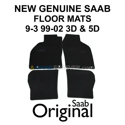 Saab 9-3 99-02 Floor Mat Set Black W Logo Hatchback 3d 5d Viggen New Genuine Oem • $134.99