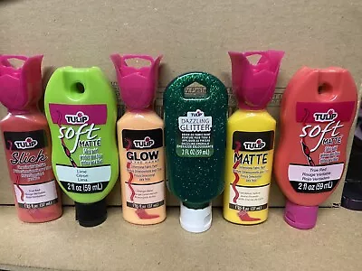 Tulip Fabric Paint X 6 - 59ml 37ml Glow / Glitter / Slick / Matte • £22